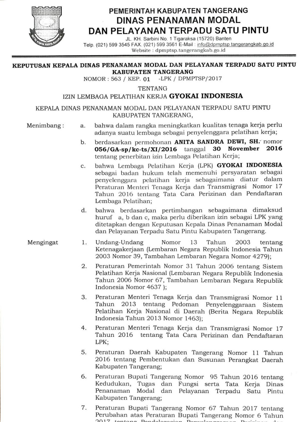Dokumen izin DPMPTSP